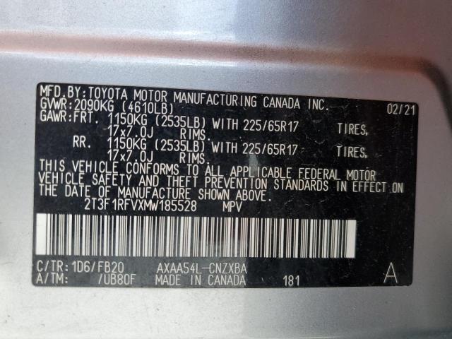 Photo 14 from auction – 2021 TOYOTA RAV4 LE with VIN 2T3F1RFVXMW185528