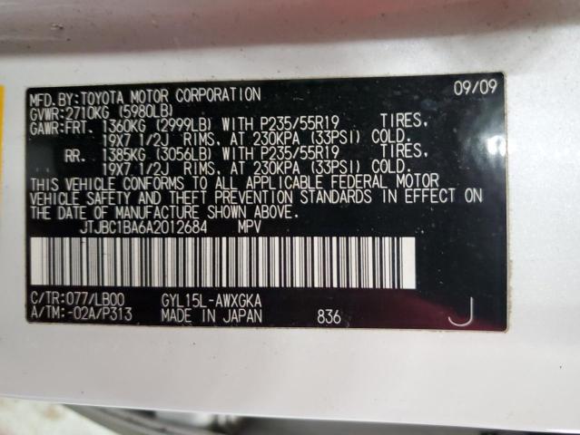 Photo 14 from auction – 2010 LEXUS RX 450 with VIN JTJBC1BA6A2012684