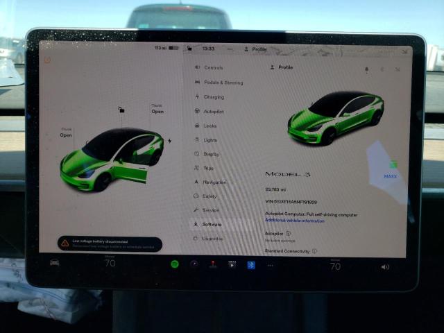 Photo 9 from auction – 2022 TESLA MODEL 3 with VIN 5YJ3E1EA5NF191929