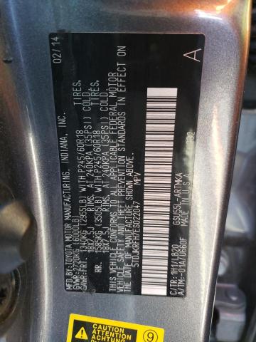 Photo 14 from auction – 2014 TOYOTA HIGHLANDER with VIN 5TDJKRFH7ES022047