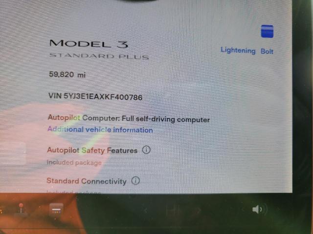 Photo 9 from auction – 2019 TESLA MODEL 3 with VIN 5YJ3E1EAXKF400786