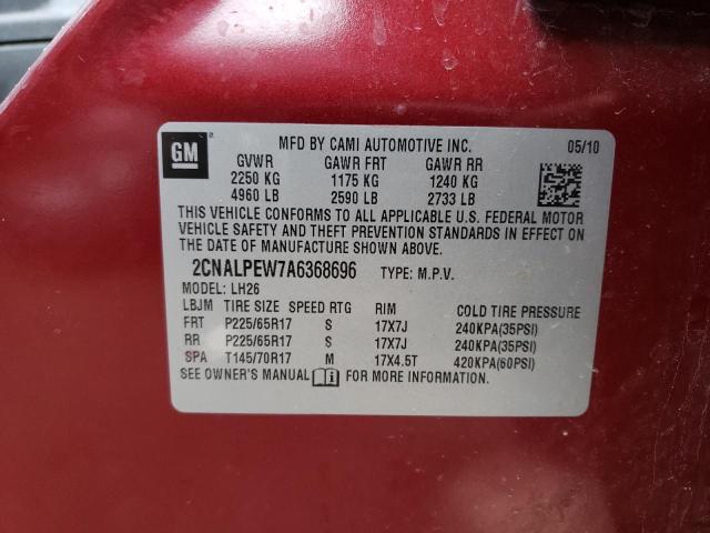 Photo 14 from auction – 2010 CHEVROLET EQUINOX LT with VIN 2CNALPEW7A6368696