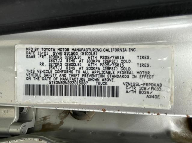 Photo 10 from auction – 2002 TOYOTA TACOMA DOU with VIN 5TEGN92N22Z015387