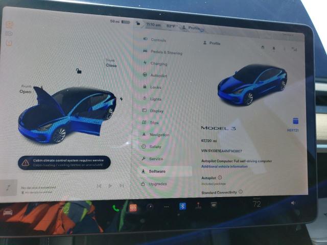 Photo 9 from auction – 2022 TESLA MODEL 3 with VIN 5YJ3E1EA4NF143807