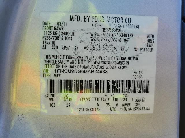 Photo 14 from auction – 2011 FORD ESCAPE LIM with VIN 1FMCU9EG6BKB94533