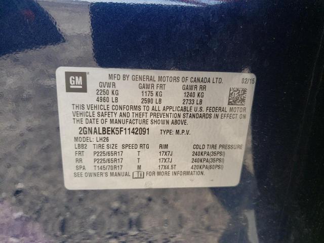 Photo 14 from auction – 2015 CHEVROLET EQUINOX LT with VIN 2GNALBEK5F1142091