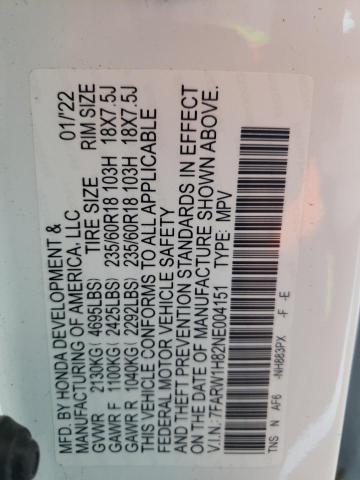 Photo 14 from auction – 2022 HONDA CR-V EXL with VIN 7FARW1H82NE004151