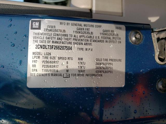 Photo 14 from auction – 2006 CHEVROLET EQUINOX LT with VIN 2CNDL73F266207504