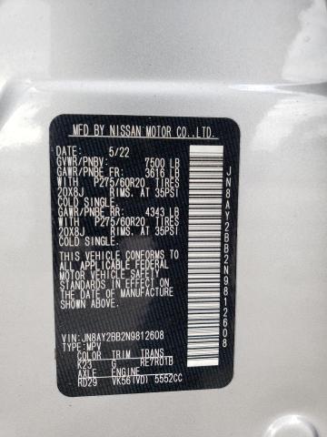 Photo 14 from auction – 2022 NISSAN ARMADA SL with VIN JN8AY2BB2N9812608