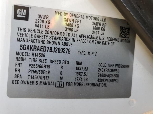 Photo 14 from auction – 2011 BUICK ENCLAVE CX with VIN 5GAKRAED7BJ209279