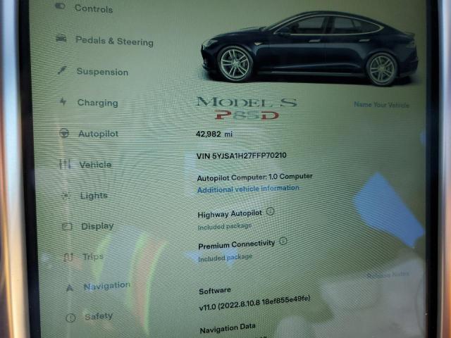 Photo 9 from auction – 2015 TESLA MODEL S 85 with VIN 5YJSA1H27FFP70210