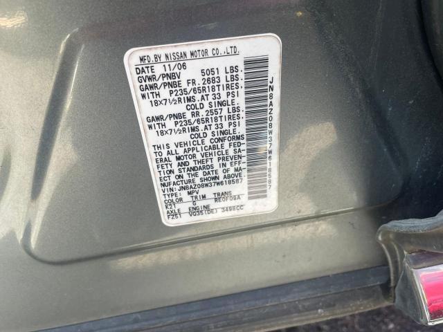 Photo 10 from auction – 2007 NISSAN MURANO SL with VIN JN8AZ08W37W618587