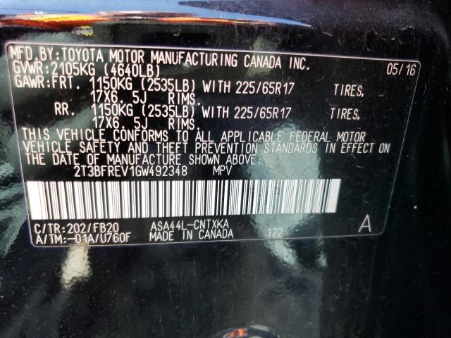 Photo 14 from auction – 2016 TOYOTA RAV4 LE with VIN 2T3BFREV1GW492348
