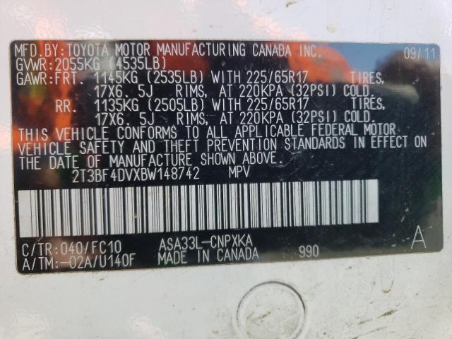 Photo 14 from auction – 2011 TOYOTA RAV4 with VIN 2T3BF4DVXBW148742
