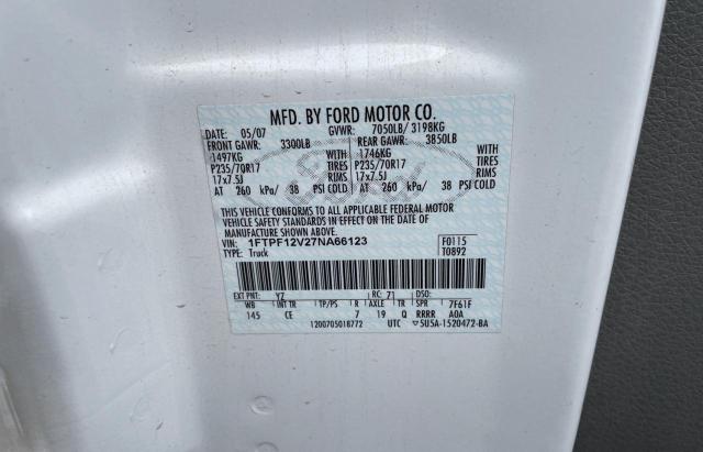 Photo 10 from auction – 2007 FORD F150 with VIN 1FTPF12V27NA66123