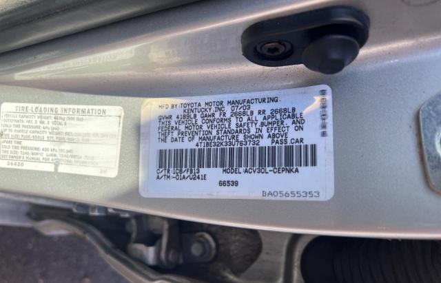 Photo 10 from auction – 2003 TOYOTA CAMRY LE with VIN 4T1BE32K33U763732