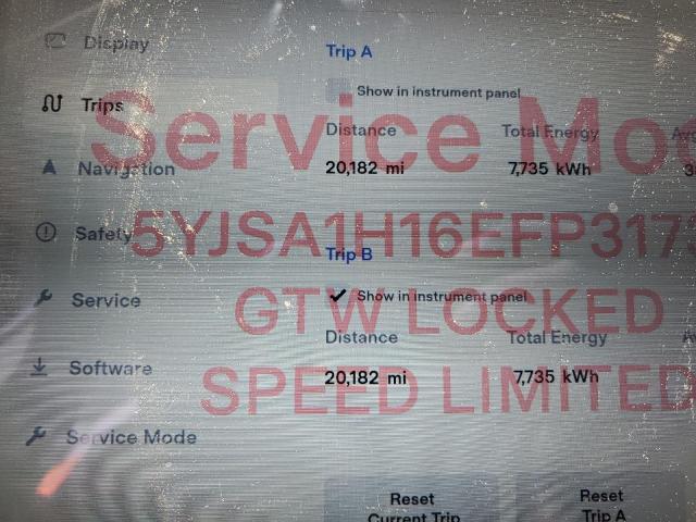 Photo 9 from auction – 2014 TESLA MODEL S with VIN 5YJSA1H16EFP31730