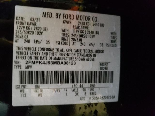 Photo 14 from auction – 2021 FORD EDGE SEL with VIN 2FMPK4J93MBA08123