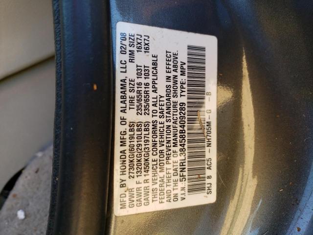 Photo 14 from auction – 2008 HONDA ODYSSEY EX with VIN 5FNRL38458B409289