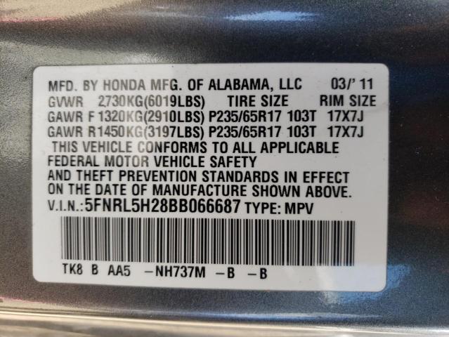 Photo 14 from auction – 2011 HONDA ODYSSEY LX with VIN 5FNRL5H28BB066687