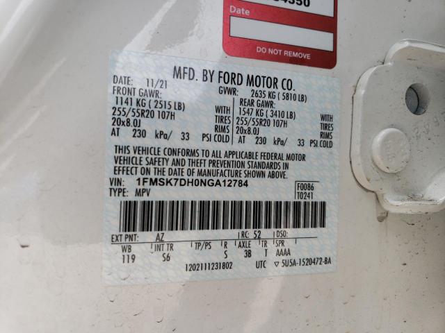 Photo 14 from auction – 2022 FORD EXPLORER X with VIN 1FMSK7DH0NGA12784
