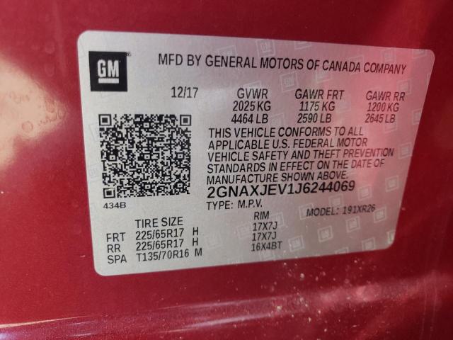 Photo 14 from auction – 2018 CHEVROLET EQUINOX LT with VIN 2GNAXJEV1J6244069