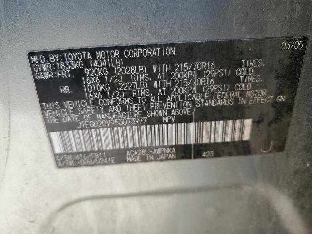 Photo 14 from auction – 2005 TOYOTA RAV4 with VIN JTEGD20V950073977