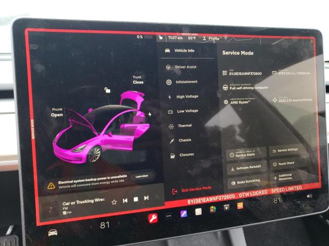 Photo 9 from auction – 2022 TESLA MODEL 3 with VIN 5YJ3E1EA9NF372600