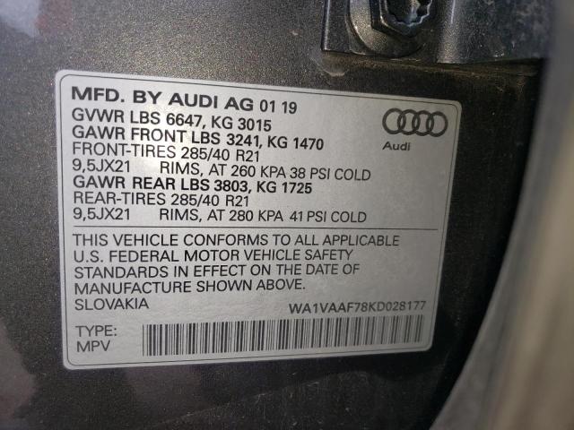 Photo 14 from auction – 2019 AUDI Q7 PRESTIG with VIN WA1VAAF78KD028177