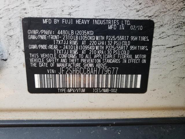 Photo 14 from auction – 2010 SUBARU FORESTER 2 with VIN JF2SH6CC8AH779677