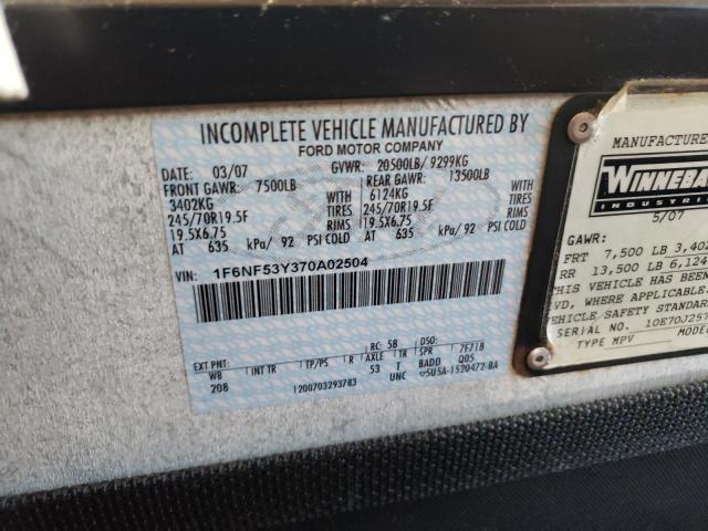 Photo 10 from auction – 2008 WINNEBAGO ALL MODELS with VIN 1F6NF53Y370A02504