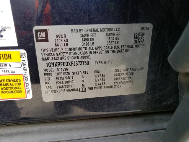 Photo 14 from auction – 2015 CHEVROLET TRAVERSE L with VIN 1GNKRFEDXFJ373750