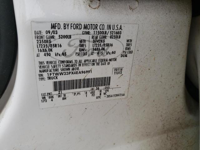 Photo 10 from auction – 2004 FORD F350 SUPER with VIN 1FTWW33PX4EA96991