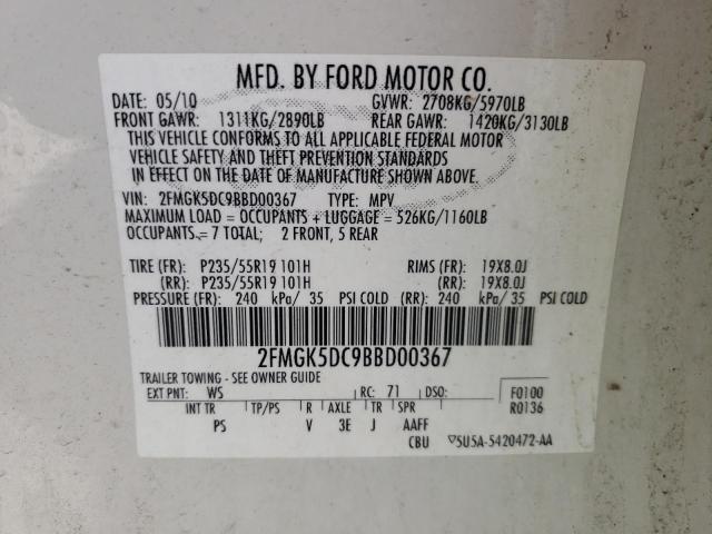 Photo 14 from auction – 2011 FORD FLEX LIMIT with VIN 2FMGK5DC9BBD00367