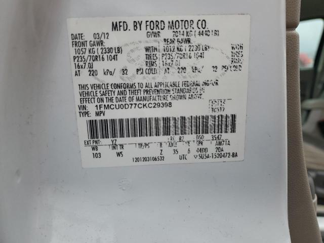Photo 14 from auction – 2012 FORD ESCAPE XLT with VIN 1FMCU0D77CKC29398