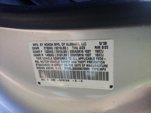Photo 10 from auction – 2008 HONDA ODYSSEY LX with VIN 5FNRL38208B078958