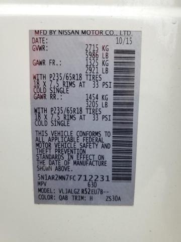 Photo 14 from auction – 2015 NISSAN PATHFINDER with VIN 5N1AR2MN7FC712231