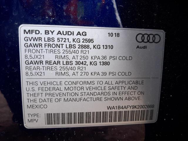 Photo 14 from auction – 2019 AUDI SQ5 PREMIU with VIN WA1B4AFY9K2002668