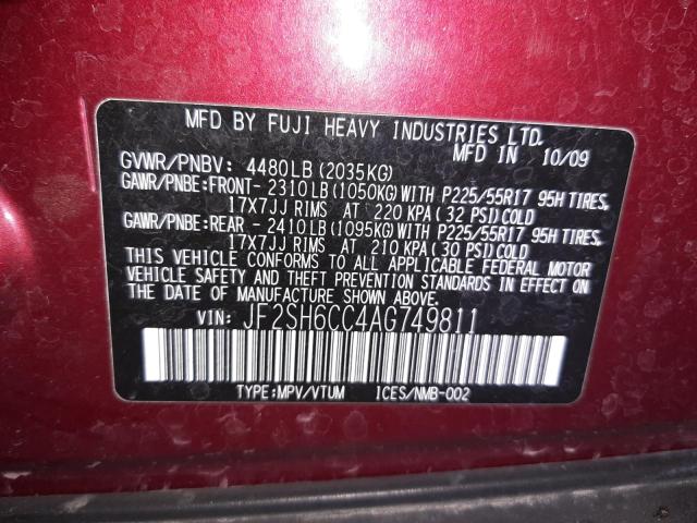 Photo 14 from auction – 2010 SUBARU FORESTER 2 with VIN JF2SH6CC4AG749811