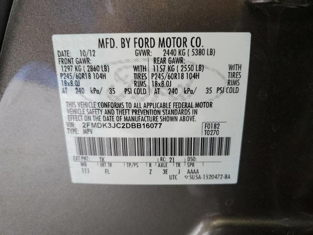 Photo 14 from auction – 2013 FORD EDGE SEL with VIN 2FMDK3JC2DBB16077