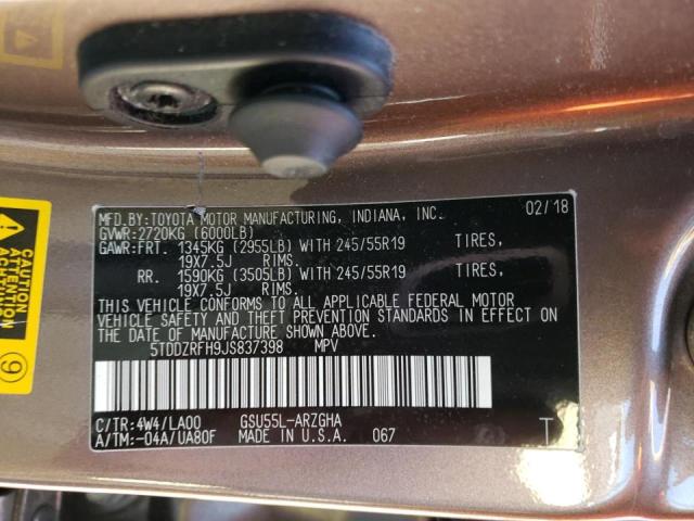 Photo 14 from auction – 2018 TOYOTA HIGHLANDER with VIN 5TDDZRFH9JS837398