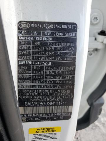 Photo 14 from auction – 2016 LAND ROVER RANGE ROVE with VIN SALVP2BG0GH111711