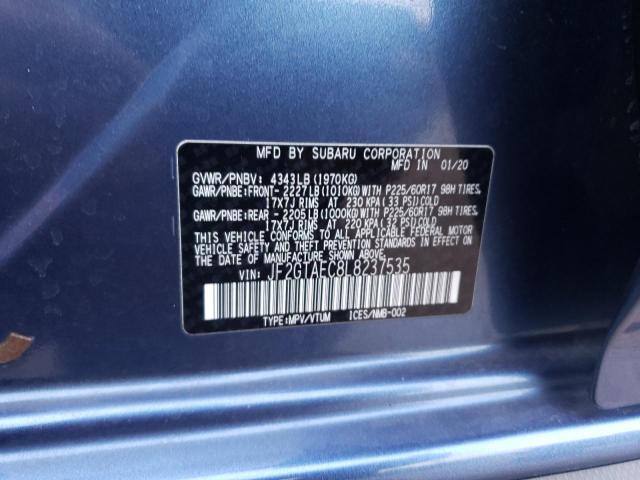Photo 14 from auction – 2020 SUBARU CROSSTREK with VIN JF2GTAEC8L8237535