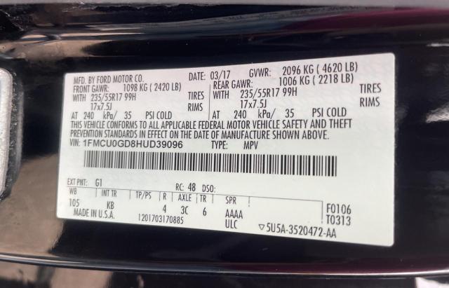 Photo 10 from auction – 2017 FORD ESCAPE SE with VIN 1FMCU0GD8HUD39096
