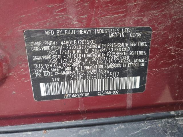 Photo 14 from auction – 2009 SUBARU FORESTER 2 with VIN JF2SH61659H790502