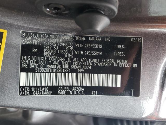 Photo 14 from auction – 2019 TOYOTA HIGHLANDER with VIN 5TDDZRFH1KS964891