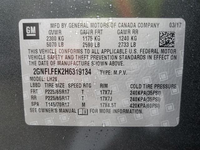 Photo 14 from auction – 2017 CHEVROLET EQUINOX LT with VIN 2GNFLFEK2H6319134