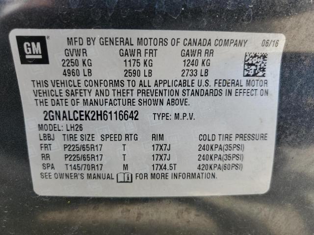 Photo 14 from auction – 2017 CHEVROLET EQUINOX LT with VIN 2GNALCEK2H6116642