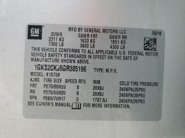 Photo 14 from auction – 2016 GMC YUKON DENA with VIN 1GKS2CKJ8GR385196