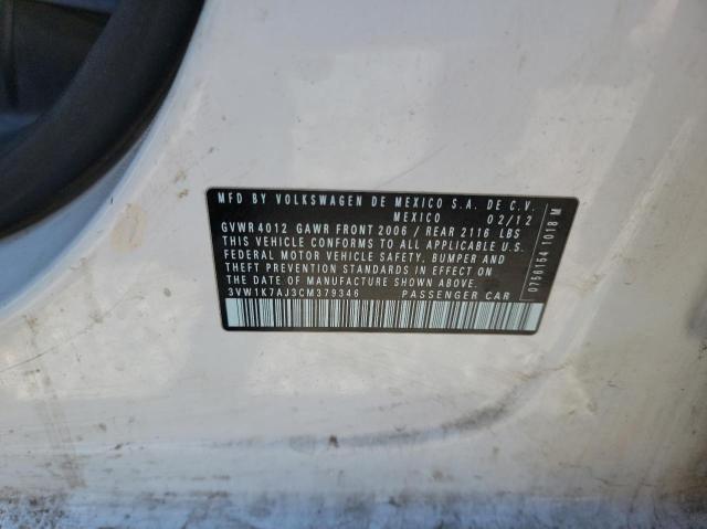 Photo 10 from auction – 2012 VOLKSWAGEN JETTA BASE with VIN 3VW1K7AJ3CM379346